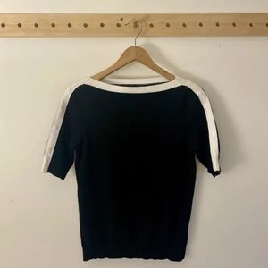 Women’s Lauren Ralph Lauren Black White Medium Cotton Sweater Short Sleeve